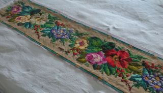 Lovely Antique 19thC ' Berlin Woolwork ' Embroidery Panel 1 Metre Long 2