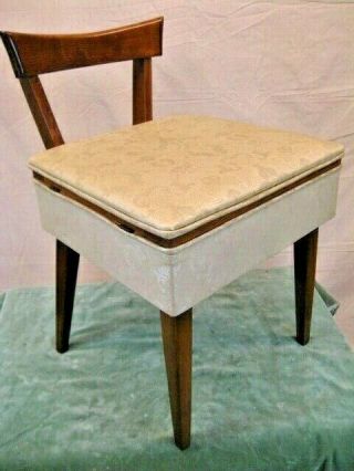 Vintage Mid - Century Danish Modern Sears Kenmore Sewing Storage Chair Bench Stool
