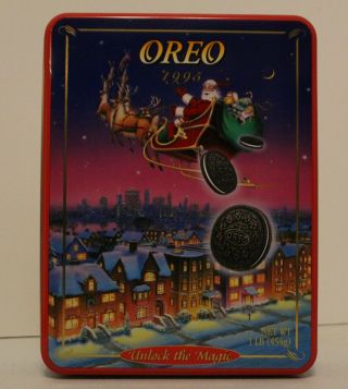 Oreo 1995 Unlock The Magic Christmas Collectible Cookie Tin/canister Empty