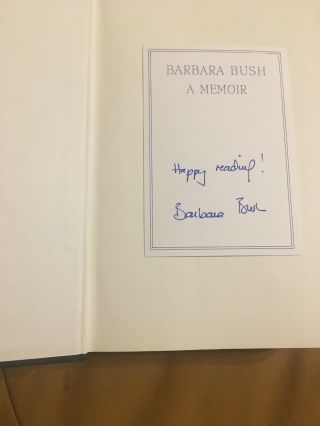 Barbara Bush Signed Book “a Memoir” First Lady And Mother Of A President