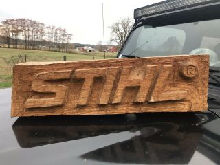 Vintage Stihl Chainsaw Dealer Wooden Carved Sign Advertising Signs