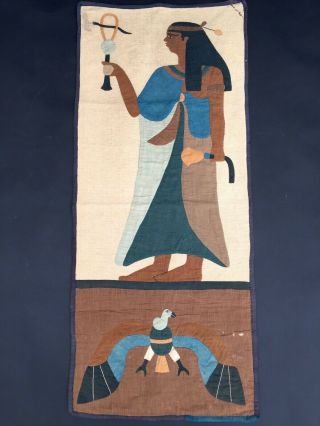 1920s Egyptian Revival Wall Hanging Fabric Textile Appliqué Vintage Antique