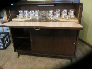 Mid Century Wood Bar Cabinet Server