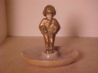 Art Deco Boy Pin Dish Alabaster Bronzed Metal Barry Levinson Youngstown Ohio Jew