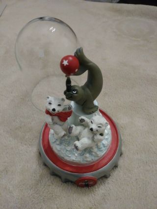 Franklin Coca - Cola Polar Bears: North Pole Playmate Glass Dome 1997