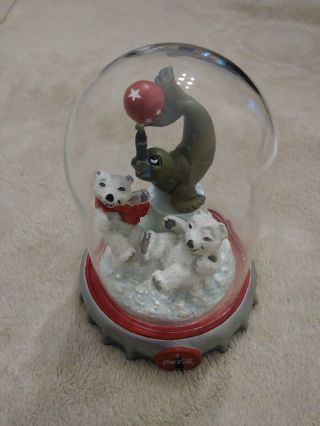 Franklin Coca - Cola Polar Bears: North Pole Playmate Glass Dome 1997 2