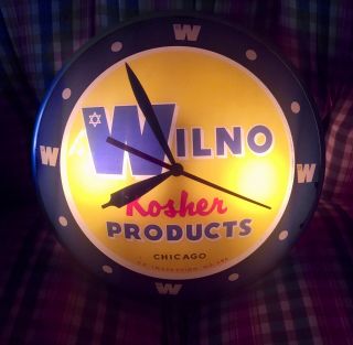 Vintage Wilno Kosher Products Double Bubble Lighted Advertising Clock