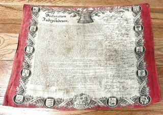 Antique 1876 Centennial Declaration Of Independence Bandanna Panel Signed