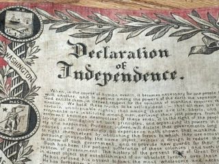 Antique 1876 Centennial Declaration of Independence Bandanna Panel SIGNED 3