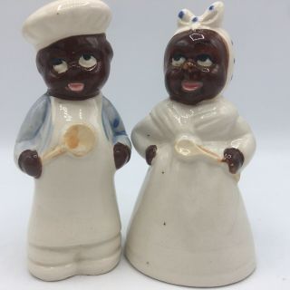 Black Americana Aunt Jemima Uncle Moses Ceramic Salt & Pepper Shakers