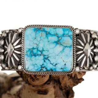 Albert Jake Turquoise Bracelet Cuff Sterling Silver Mens Navajo Waterweb Kingman