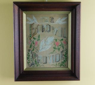 Antique 19th Century Punch Paper Motto Sampler - The Lord Will Provide