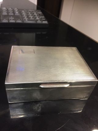 Solid Sterling Silver Vintage Wooden Lined Cigarette Box (british Hallmark)