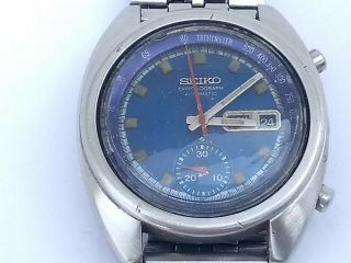 Vintage Seiko 6139 6012 Chronograph Automatic Blue Day Date
