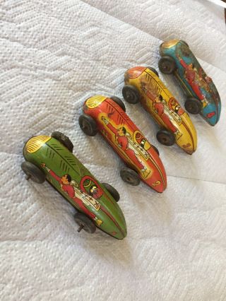Vintage 1947 Captain Marvel Tin Windup Race Cars Made By Automatic Toy Co.
