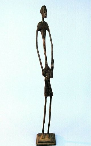 African Bronze Tall Man Statue 17 " Mid - Century Modern Giacometti Style Elongated