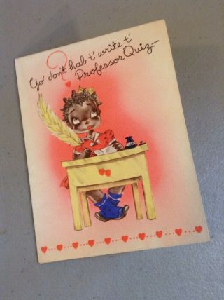 Vintage Antique Old Black Americana Paper Greeting Valentines Day Heart Love