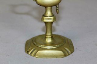 RARE 18TH C QUEEN ANNE BRASS WICK TRIMMER CANDLE SNUFFER IN PETAL BASE 3