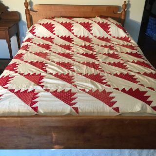 Antique Quilt Top Delectable Mountains Turkey Red And Muslin