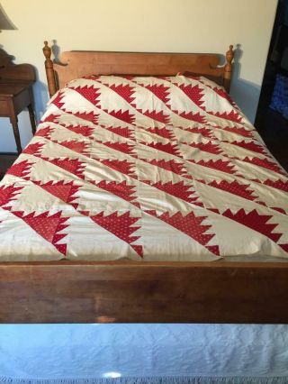 Antique Quilt Top DELECTABLE MOUNTAINS Turkey Red and Muslin 2