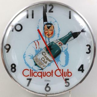 Vintage Cliquot Club (ginger Ale) 15 " Lighted Electric Wall Clock By Telechron