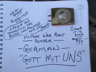Wwi German Gott Mit Uns Brass Plated Belt Buckle