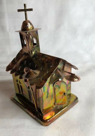 Tin Copper Patina Wind Up Musical Church Plays Grace By Berkeley Designs