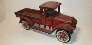 Antique Toy Car - Cast Iron - Orig Red Paint - Pick Up Truck - Arcade - 11 Inch - 1920s?nr