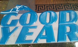 Rare 18 " Goodyear Tire Company Porcelain Letter Sign W/ Wingfoot Euc