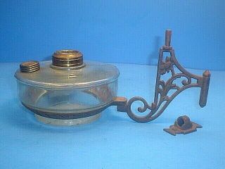 Antique Bracket Oil Lamp And Font