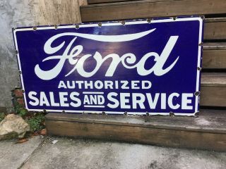 Old Ford Dealer Porcelain Sign 48”