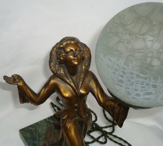 Art Deco Figural Spelter Lady Dancer Lamp Shade