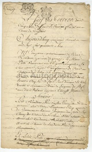 18th Century France - 1746 - 4 Page Signed French Manuscript Document