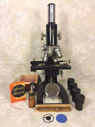 Vintage Bausch & Lomb Microscope W/ Wood Case