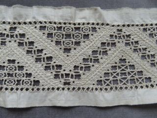 Very Fine Work Lefkara Lace On Cotton Fragment Of Edging 46 " X 4 1/2 "