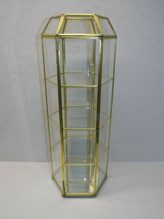 Vtg Glass Brass Small Curio Case Display Cabinet Miniatures Shelf 15 " Tall