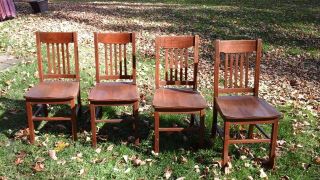 ARTS AND CRAFTS MISSION OAK DINING CHAIRS - SET OF 4 3