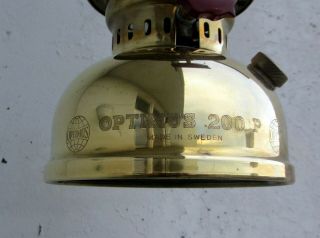 Swedish OPTIMUS 200P Brass Swedish Army Military Kerosene LANTERN LAMP 2