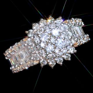 2.  2ct 100 Natural Diamond 14k Gold Vintage Cluster Ring Effect 5ct Rwg125 - 10