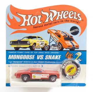 1970 Mongoose Red Funny Car Vintage Hotwheels Redline 6410 Unpunched Blister