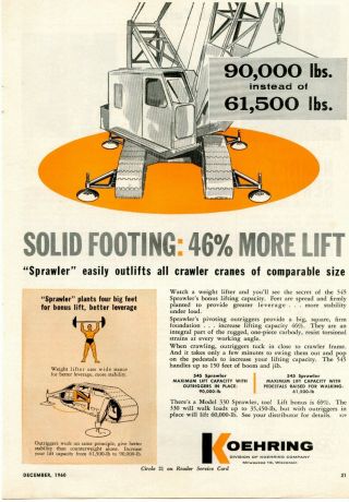 1960 Koehring Crawler Crane Ad