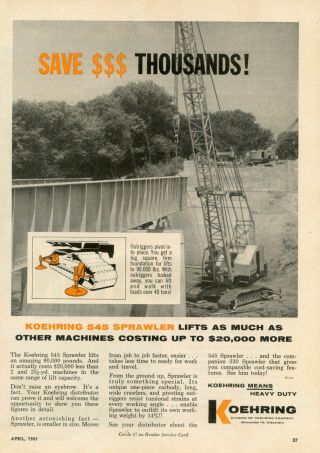 1961 Koehring 545 Sprawler Crane Ad