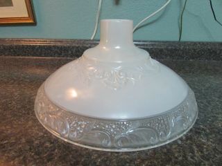 Vintage Large Frosted & White Glass Torchiere Lamp Shade