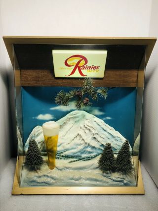 Vintage Rainier Beer 3 - D Back Bar Motion Sign Sicks’ Brewery Color Changing