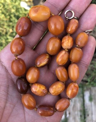 ANTIQUE 100 NATURAL AMBER BEAD NECKLACE,  BUTTERSCOTCH,  CHINESE 18/19C 30 Gram 3