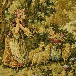 Sublime Vintage French Tapestry Wall Hanging,  Charming 18th C Rural Scene,  B1042