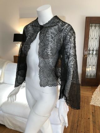 Antique Lace - Circa 1900,  Ladies Black Chantilly Lace Jacket