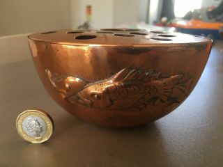 Antique Arts And Crafts Newlyn Copper Rose Bowl - Signed Vgc