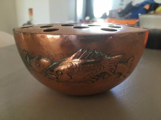 Antique Arts and Crafts Newlyn Copper rose bowl - signed VGC 2
