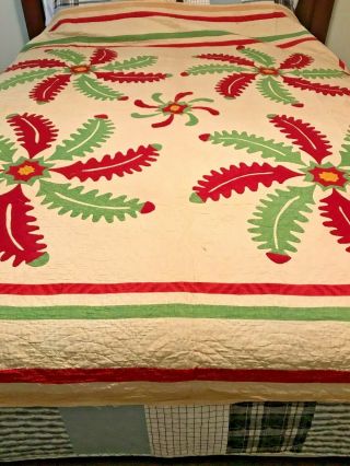 " Princess Feather " Quilt Made In 1880 Antique Quilt Hand Stitched 79 " X79 "